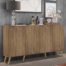 Aparador Buffet Retrô Multimóveis Veneza 4 Portas FG3556 Rustic/Natural