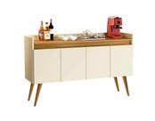 Aparador Buffet Sala 4 Portas Luxo Prime - Off White/Madeirado - MJM Casa dos Móveis
