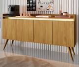 Aparador Buffet Sala Gold 4 Portas com Pés de Madeira Maciça Aparador Buffet Sala Gold 4 Portas com Pés de Madeira Maciça