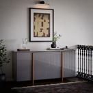 Aparador Buffet Sala Sense 4 Portas 160cm com Pés de Madeira Cinza - Rede Móveis