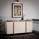 Aparador Buffet Sala Sense 4 Portas 160cm com Pés de Madeira OffWhite - Rede Móveis