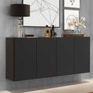 Aparador Buffet Suspenso Multimóveis Veneza 4 Portas FG3594 Preto