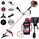 Aparador de Grama Anmax CG430P À Gasolina 2T 43cc 2HP 9.000rpm 8 Em 1 Com Carretel + Facas 2 Pontas, 3 Pontas, 6 Pontas, Disco 40 Dentes Vídea, Disco 80 Dentes, Trimmer e Escova de Aço + ÓLEO TOYAMA