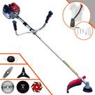 Aparador de Grama Kawashima BCJ431L À Gasolina 43cc 1,7HP de Potência 10000rpm Roçadeira 6 Em 1 Com Carretel e Faca 2 Pontas + Kit Lâmina 3 Pontas, Lâmina 6 Pontas, Lâmina 40 Dentes e Lâmina 80 Dentes