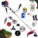 Aparador de Grama Kawashima BCJ521-L À Gasolina 52cc 10.000rpm 2,5HP Com Carretel + Facas 2 Pontas, 3 Pontas, 6 Pontas, Disco 40 Dentes, Disco 80 Dentes, Trimmer e Escova de Aço + EPI + ÓLEO STIHL 2T