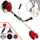 Aparador de Grama Kawashima KW43L À Gasolina 43cc 1,7HP de Potência 10.000rpm Roçadeira 6 Em 1 Com Carretel e Faca 3 Pontas + Kit Lâmina 2 Pontas, Lâmina 6 Pontas, Lâmina 40 Dentes e Lâmina 80 Dentes