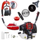 Aparador de Grama Toyama RT43-L À Gasolina 43cc 1,7HP de Potência 10.000rpm Roçadeira Multifuncional 5 Em 1 Com Carretel e Lâmina 3 Pontas + EXTRA Lâmina Facão, Lâmina 40 Dentes e Lâmina 80 Dentes