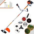 Aparador de Grama Vulcan VR430S À Gasolina 2T 43cc 1,7HP Roçadeira 8 Em 1 Com Carretel e Faca 2 Pontas + Faca 3 Pontas, Faca 6 Pontas, Faca 40 Dentes de Vídea, Faca 80 Dentes, Trimmer + Escova de Aço