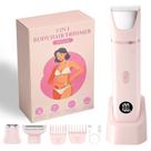 Aparador de pelos corporais feminino 4 em 1, barbeador rosa recarregável