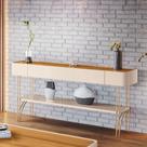 Aparador de Sala com Prateleira Horus Off White/Cinamomo H01 - D'Rossi Aparador de Sala com Prateleira Horus Off White/Cinamomo H01 - D'Rossi