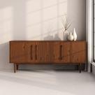 Aparador de Sala Minimalista Buffet 4 Prateleiras Madeira Castanho TECCA