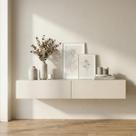 Aparador Eros 110 Suspenso Com 2 Gavetas Estilo Minimalista Para Sala Estar ou Escritório Cor:Off White Aparador Eros 110 Suspenso Com 2 Gavetas Estilo Minimalista Para Sala Estar ou Escritório Cor:Off White