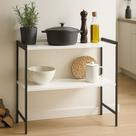 Aparador Estante Multiuso Para Cozinha 2 Prateleiras Londres Pé de Ferro - JM3 Móveis Cor:Branco