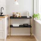 Aparador Estante Multiuso Para Cozinha 2 Prateleiras Londres Pé de Ferro - JM3 Móveis Cor:Preto/Dourado