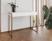 Aparador Industrial Califórnia 137x40 Ferro Dourado Tampo Branco