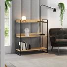 Aparador Industrial Córdoba 95cm com 3 Prateleiras Multiuso para Sala Hall Entrada - Preto/castanho