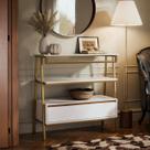 Aparador Industrial Hall de Entrada 1 Gaveta Thor Branco Cedro com Dourado - Rede Móveis