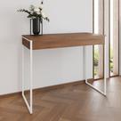 Aparador Industrial Retangular Califórnia Amêndoa 137x40cm Base Ferro Branco