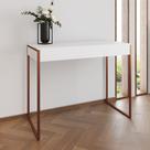 Aparador Industrial Retangular Califórnia Branco 137x40cm Base Cobre