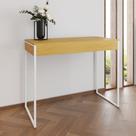 Aparador Industrial Retangular Califórnia Canela 137x40cm Base Ferro Branco