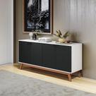 Aparador Kappesberg 4 Portas 3D Branco/Preto 180cm