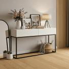 Aparador Moderno Para Hall de Entrada 110 cm Base Metálica Preta MDF/MDP Resistente Com Gavetas