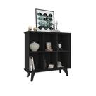 Aparador Organizador RV Móveis Panamá com nicho e prateleiras pés estilo retro Preto Aparador Organizador RV Móveis Panamá com nicho e prateleiras pés estilo retro Preto
