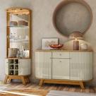 Aparador Para Sala Buffet Ambiente Monza E Cristaleira Marina Cumaru Opala - Madetec