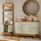 Aparador para Sala Buffet Ambiente Monza e Cristaleira Marina Cumaru Opala Madetec