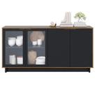 Aparador para Sala Buffet Vitória Noce Milano Preto Acetinado Colibri Aparador para Sala Buffet Vitória Noce Milano Preto Acetinado Colibri