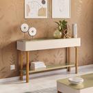 Aparador Para Sala de Estar Orgânico Pés Madeira Maciça 136cm Fontana B01 Off White Champanhe - Lyam Decor