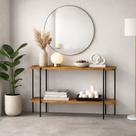 Aparador Para Sala Estilo Industrial Ferro Preto Com Madeira Cor Marrom Moderno
