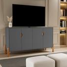 Aparador Rack Titam 4 Portas Pés madeira Cor Onix - Comprar Móveis em Casa