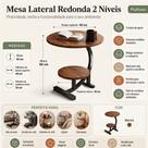 Aparador Redondo Marrom Versátil mesa de cabeceira Duas Superfícies Móvel de Cabeceira Prático Decorativo