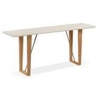 Aparador Roma 180 cm Tampo de Madeira Vidro Colado Branco Base Madeira Amêndoa Metalizada Dourado