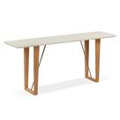 Aparador Roma 180 cm Tampo de Madeira Vidro Colado Off White Base Madeira Amêndoa Metalizada Dourado