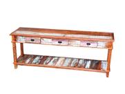 Aparador Rústico 2m 3 Gavetas 1 Prateleira em Madeira de Demolição Peroba Rosa Patina