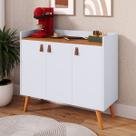 Aparador Sala Buffet 3 Portas Lara Pés Palito Cor Branco / Freijó - MJM Casa dos Móveis