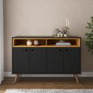 Aparador Sala De Estar Buffet Cantinho Do Café Cozinha Armário - Milão 4 Portas - G2 Móveis