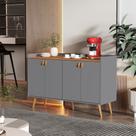 Aparador Sala De Estar Pés Palito Retrô Luana 4 Portas Armário Cozinha Prateleira Interna G2 Plus