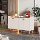 Aparador Sala De Estar Pés Palito Retrô Luana 4 Portas Armário Cozinha Prateleira Interna GB Plus