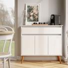 Aparador Sala De Estar Retrô Balcão Buffet Com Gaveta E 3 Portas Cairo Cores GB Plus