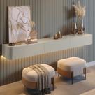 Aparador Suspenso 100% MDF 3 Gavetas 180cm com LED Apolo Branco/Off White