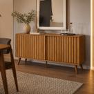 Aparador Trancoso Madeira Ripado 2 Portas 160cm Cantinho Cafe Hall Entrada MDF Sala Jantar