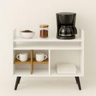 Aparador Zeus Branco Estreito com Prateleiras Abertas