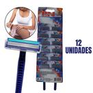 Aparelho Barbeador com 12 Pçs Descartável Antialérgico 3 Lâminas Lubrificante Depilação Multiuso