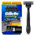 Aparelho de Barbear Descartável Gillette Prestobarba3 Carbono Carvão Ativado 8 Unidades