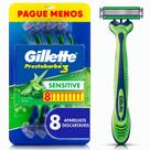 Aparelho de Barbear Gillette Prestobarba3 Sensitive Leve 8 Pague 6 Unidades