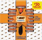 Aparelho de Barbear Manual BIC Comfort 3 Recarregável 1 Cabo 14 Cartuchos