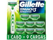 Aparelho de Barbear Recarregável Gillette Sensitive Mach 3 9 Cargas